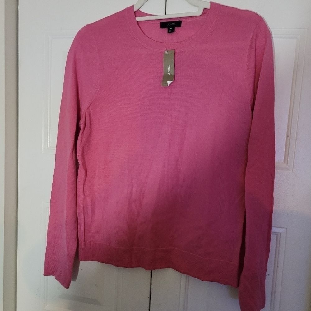 J.CREW Nwt Medium Merino Wool sweater long sleeve round neck Pink